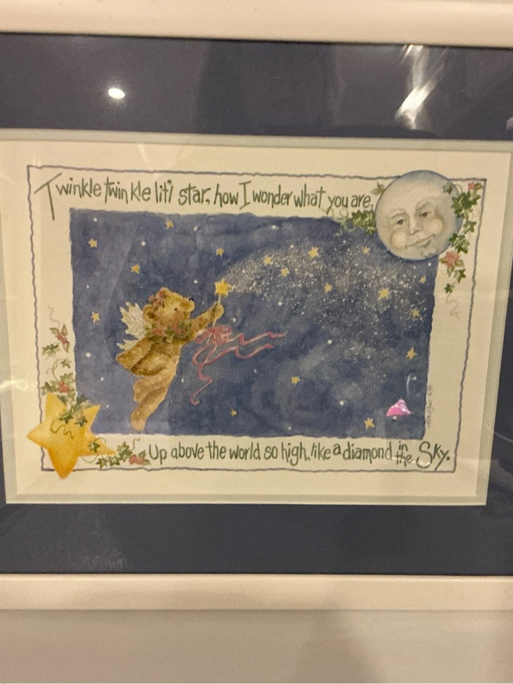 Nursery Wall Art - Blue Twinkle Star Print